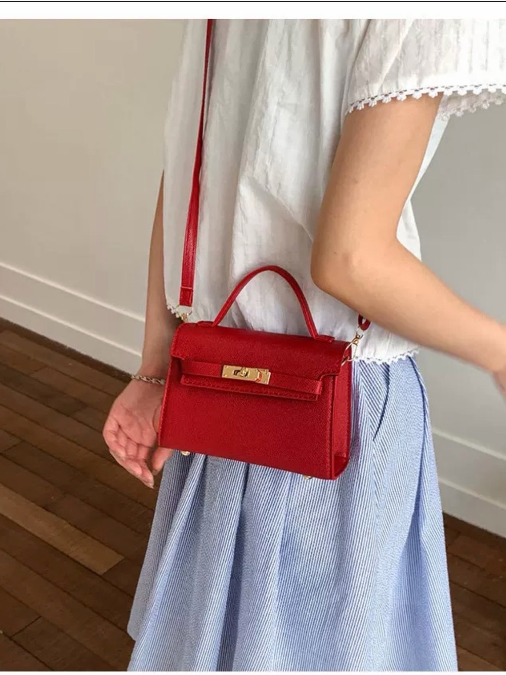 Red Structured Top-Handle Women's Bag